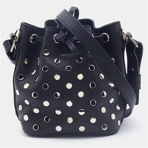 Saint Laurent Studded Emmanuelle Bucket Bag .